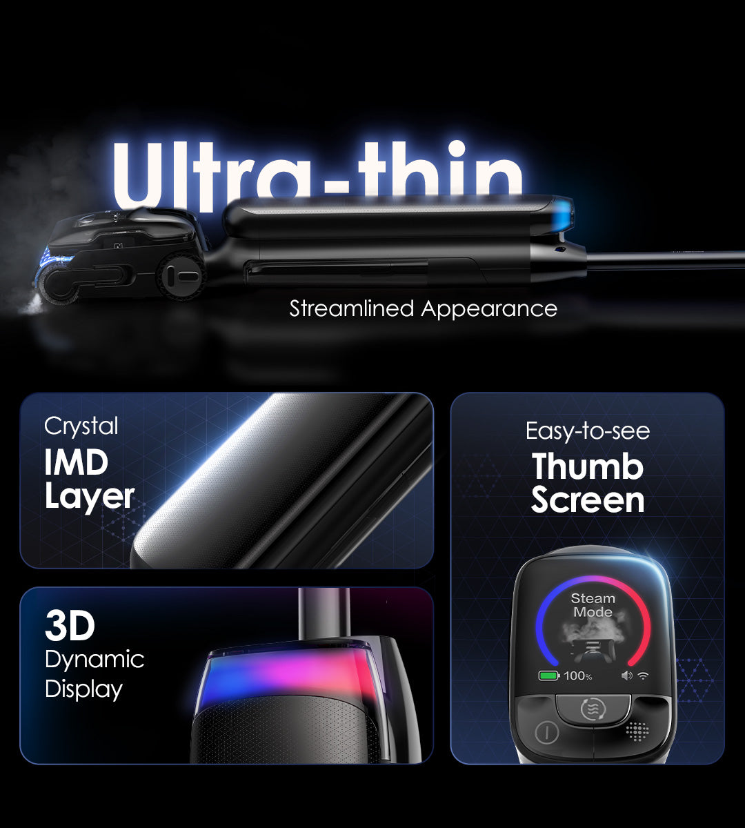 Ultra-thin Streamlined Appearance
Crystal IMD Layer
3D Dynamic Display
Easy-to-see Thumb Screen
